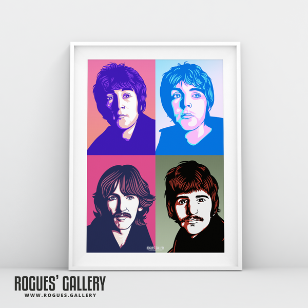 The Beatles retro pop art John Lennon Paul McCartney George Harrison Ringo Starr A3 art print Liverpool Hall of Fame