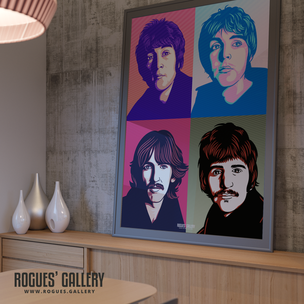 The Beatles retro pop art John Lennon Paul McCartney George Harrison Ringo Starr A0 huge large poster Penny Lane Liverpool