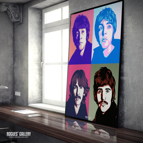 The Beatles retro pop art John Lennon Paul McCartney George Harrison Ringo Starr A1 huge large poster Liverpool