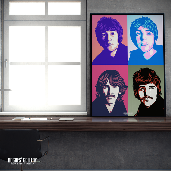 The Beatles retro pop art John Lennon Paul McCartney George Harrison Ringo Starr A1 huge large poster Liverpool Cavern Club