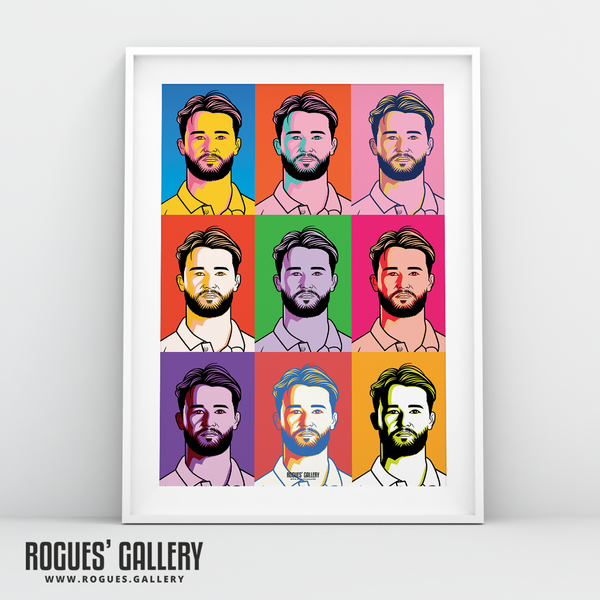 Ben Duckett Notts Cricket England batsman pop art A3 print bright 