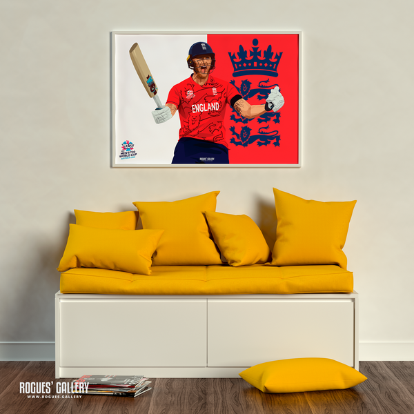 Ben Stokes England cricket T20 World Cup signed rare poster Winners 2022