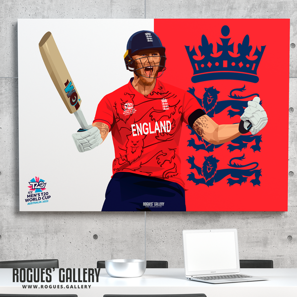 Ben Stokes England cricket T20 World Cup Winners 2022 A0 print