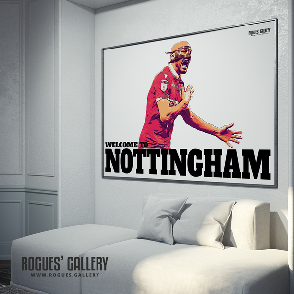 Yohan Benalouane Nottingham Forest goal versus Derby County Welcome To Nottingham Print mask A0 edits