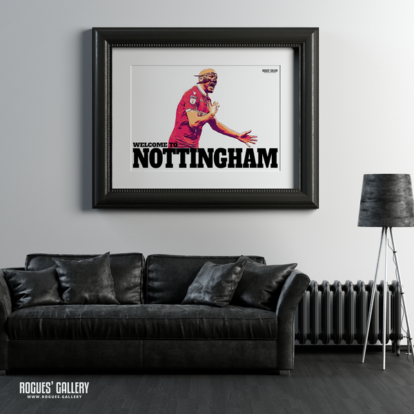 Yohan Benalouane Nottingham Forest goal versus Derby County Welcome To Nottingham Print mask A1 leather sofa