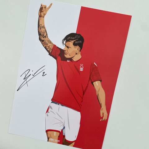 Giulian Biancone signed print Nottingham Forest