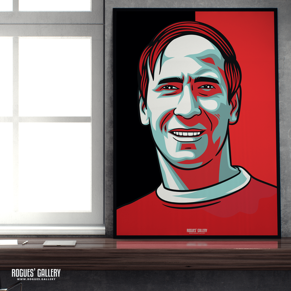 Sir Bobby Charlton Manchester United forward Old Trafford A2 art print Busby Babes World Cup 1966 Winner dementia ambassador
