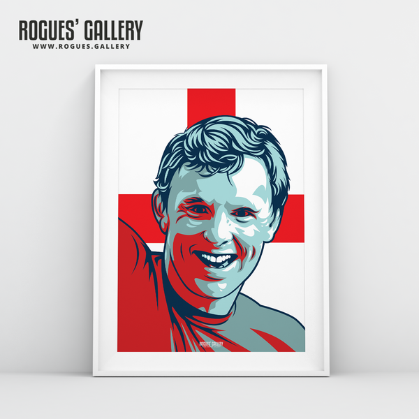 Bobby Moore Three Lions World Cup 1966 winner A3 art print edits
