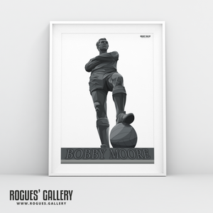 Bobby Moore England captain Wembley Stadium Statue World Cup 1966 winner legend West Ham Fulham portrait A3 print