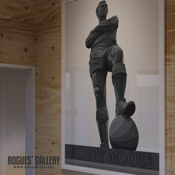 Bobby Moore England captain Wembley Stadium Statue World Cup 1966 winner legend West Ham Fulham portrait A0 print