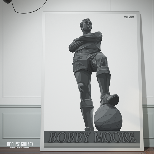 Bobby Moore England captain Wembley Stadium Statue World Cup 1966 winner legend West Ham Fulham portrait huge poster signed autograph rare