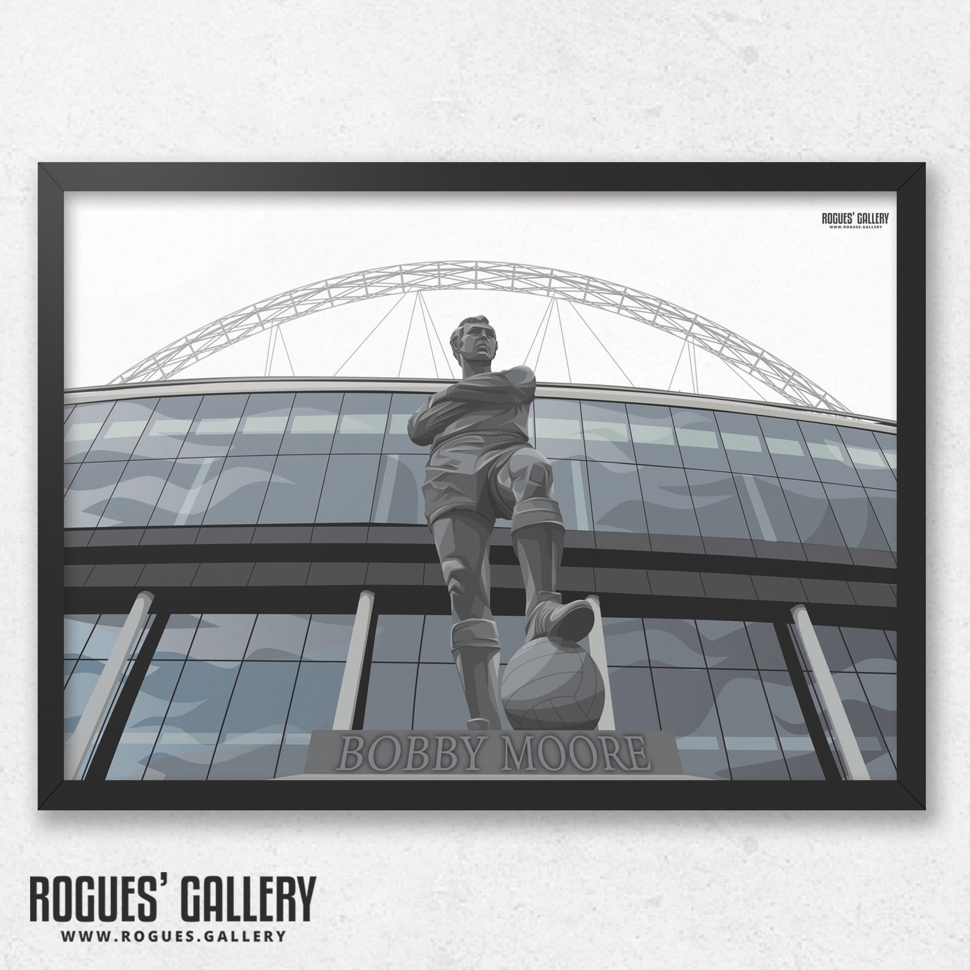 Bobby Moore England captain Wembley Stadium Statue World Cup 1966 winner legend West Ham Fulham A3 print