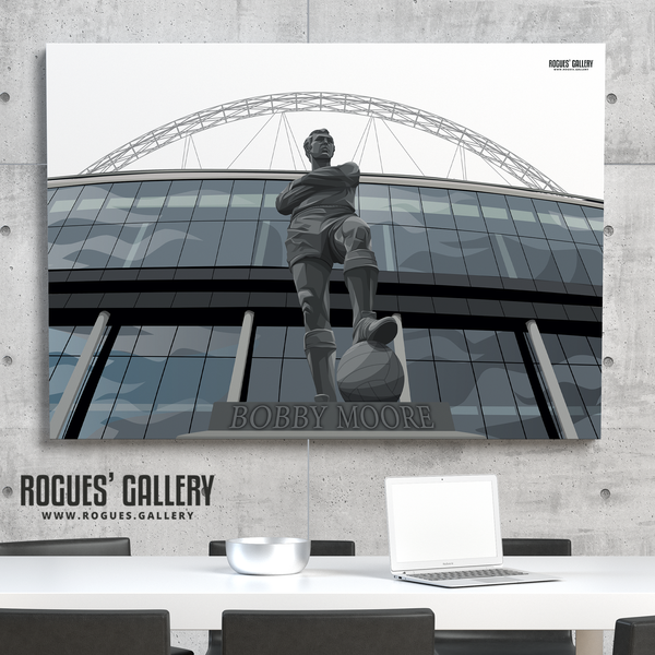 Bobby Moore England captain Wembley Stadium Statue World Cup 1966 winner legend West Ham Fulham A0 signed poster print