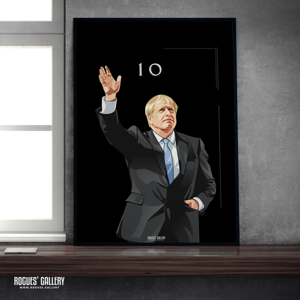 Boris Johnson Number 10 PM Prime Minister Conservative art portrait wave modern rare A2 print