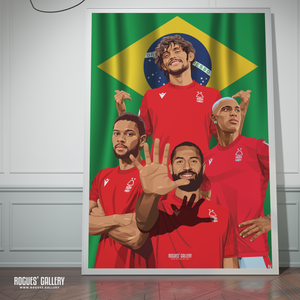 Scarpa Felipe Danilo Renan Lodi Nottingham Forest Brazil stars A0 print