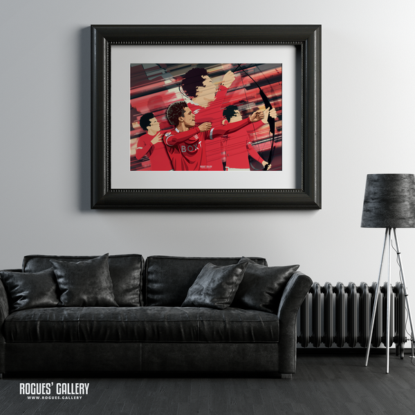 Brennan Johnson archer Nottingham Forest forward A2 print