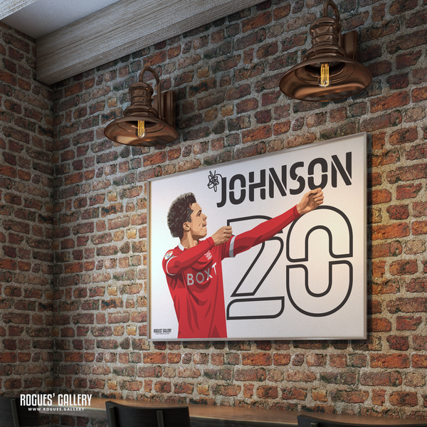 Brennan Johnson Nottingham Forest winger signed poster memorabilia