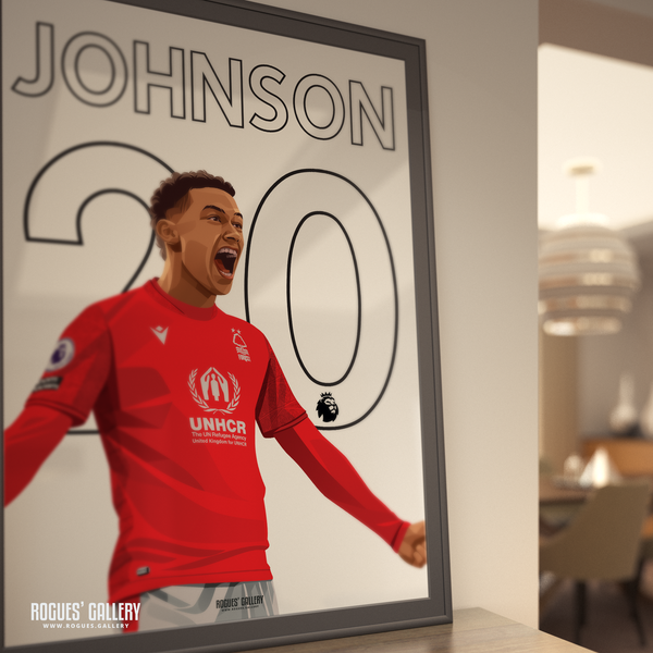 Brennan Johnson Nottingham Forest memorabilia winger signed poster goal