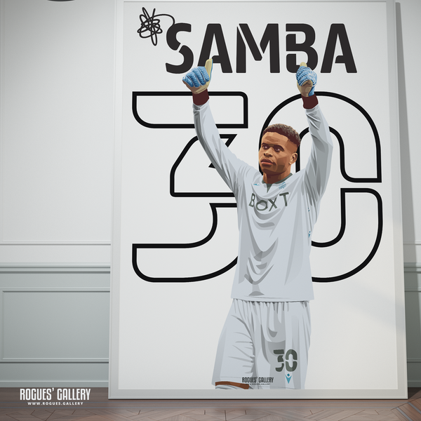 Brice Samba signed poster Nottingham Forest memorabilia goalkeeper 