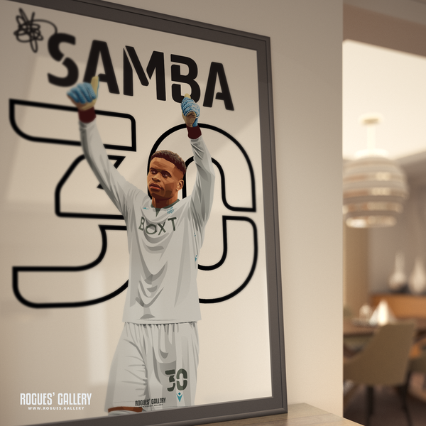 Brice Samba Nottingham Forest goalkeeper name and number 30 A0 print 