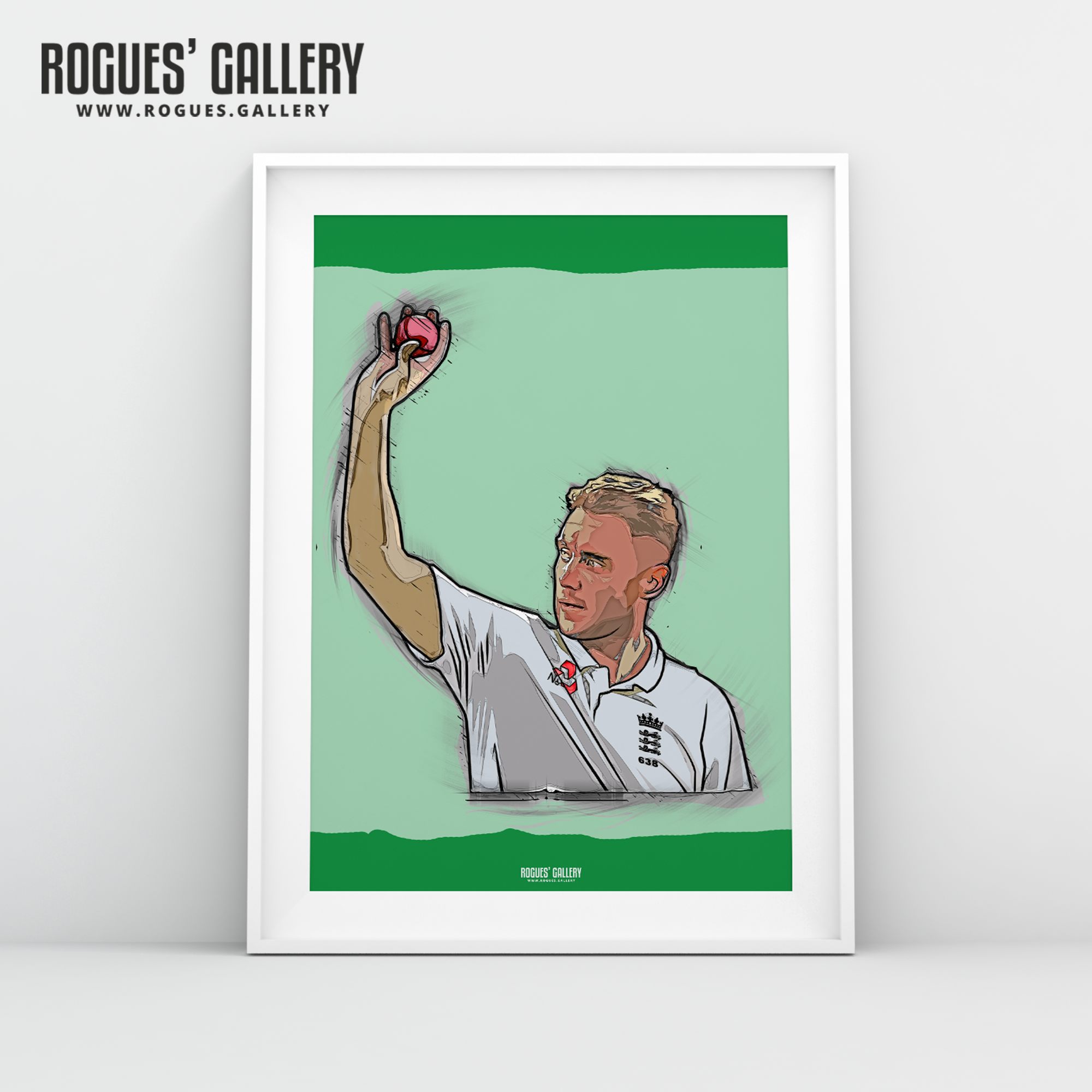 Stuart Broad England fast bowler wicket Cricket art print A3 edit