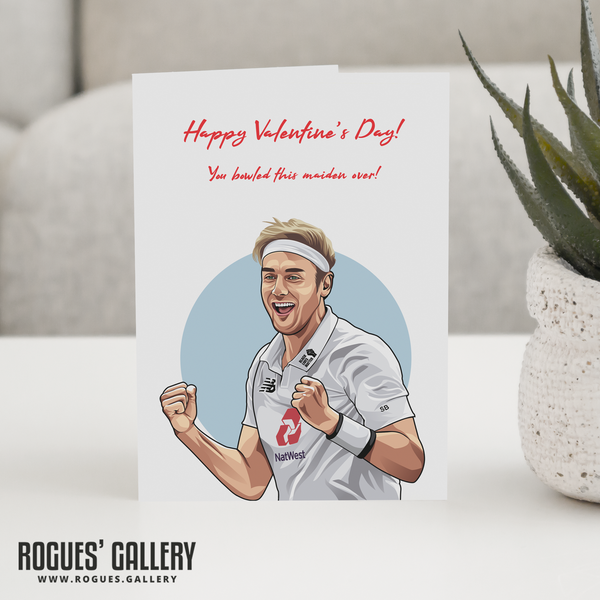 Stuart Broad England Cricket Valentine's Day Card maiden over bowler