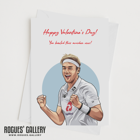 Stuart Broad England Cricket Valentine's Day Card maiden over