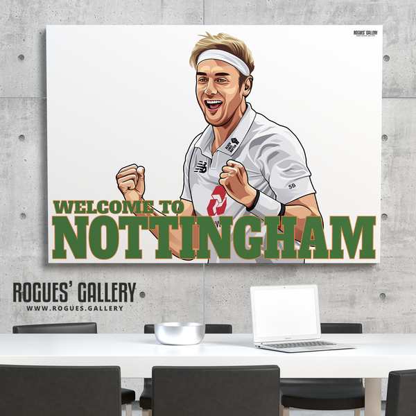 Stuart Broad Welcome To Nottingham Notts CCC Trent Bridge cricketer bowler England Barmy Army 500 wickets A0 poster great