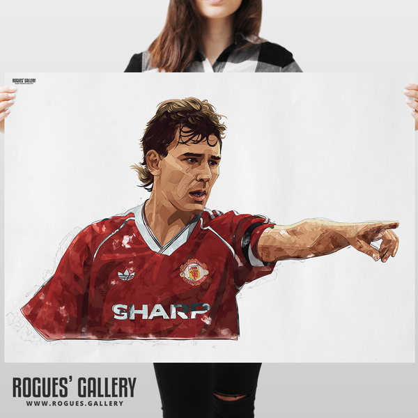 Bryan Robson Manchester United captain midfielder memorabilia A1 print 