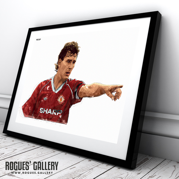 Bryan Robson Manchester United captain midfielder memorabilia A2 print 