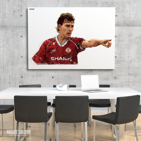 Bryan Robson Manchester United captain midfielder memorabilia A0 print poster