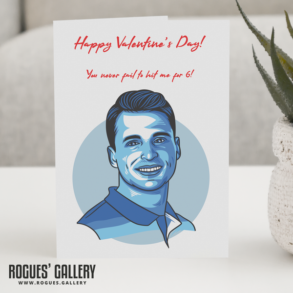 Jos Buttler England Cricket Valentine's Day Card hit for 6