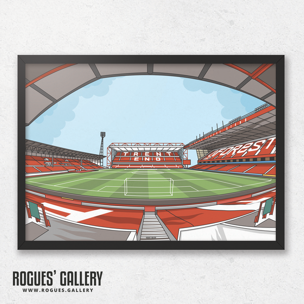 The City Ground home of Nottingham Forest NFFC Brian Clough Trent End Stadium A3 print artwork