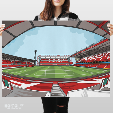 The City Ground home of Nottingham Forest NFFC Brian Clough Trent End Stadium poster edit gift