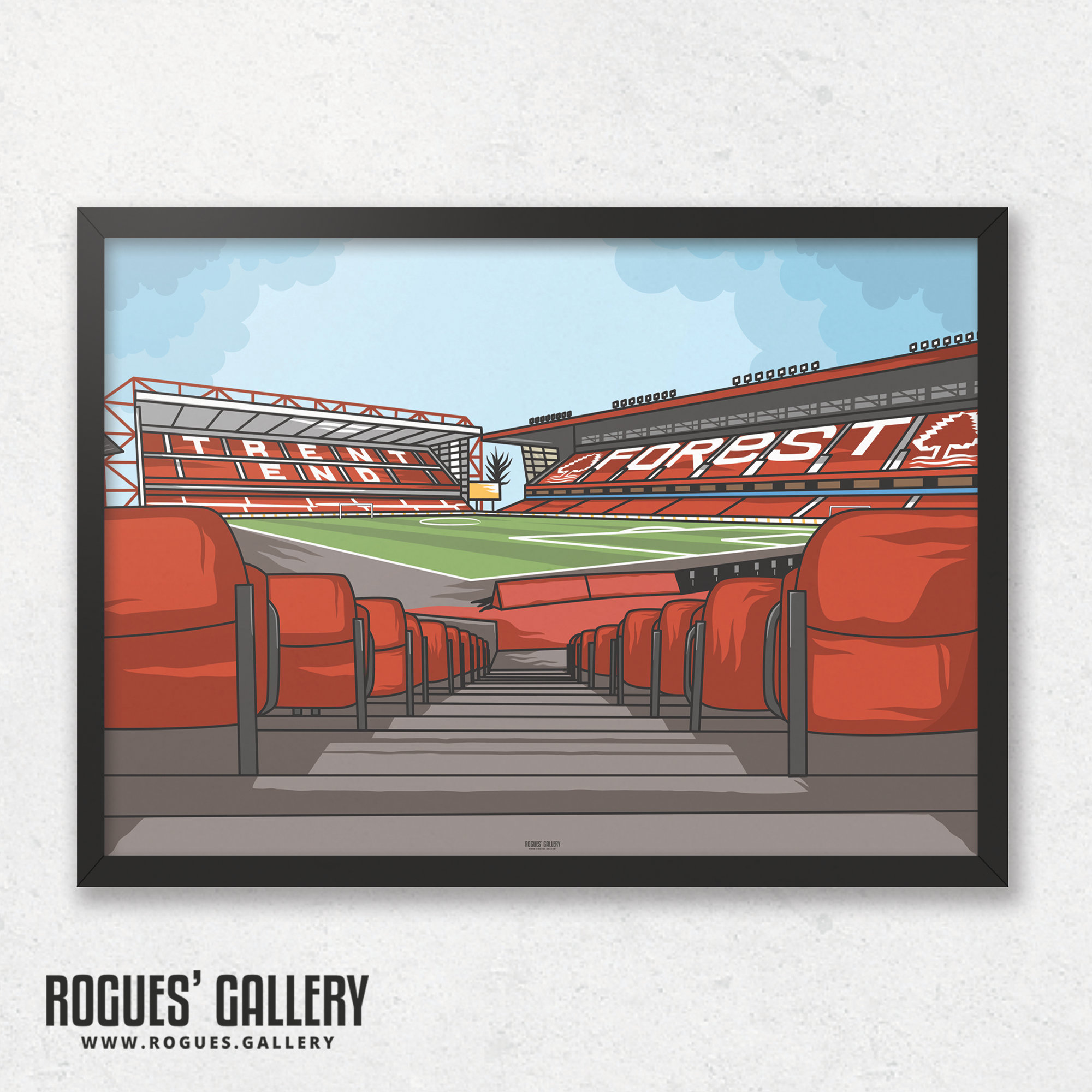 The City Ground home of Nottingham Forest NFFC Brian Clough Trent End Stadium A3 print artwork edits