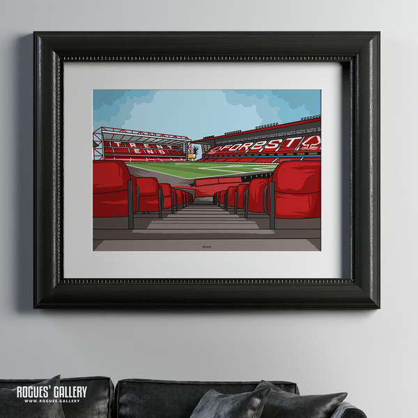 The City Ground home of Nottingham Forest NFFC Brian Clough Trent End Stadium A3 print Robbo Psycho Collymore Ian Storey Moore
