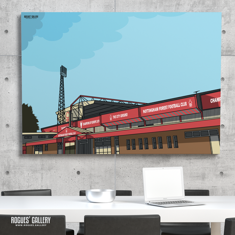 Nottingham Forest car park The City Ground Trent End Peter Taylor Stand A3 print