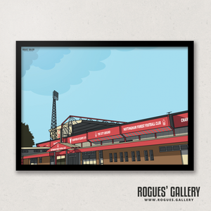 Nottingham Forest car park The City Ground Trent End Peter Taylor Stand A1 print limited edition