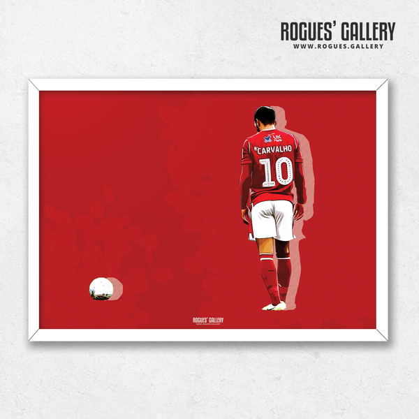 Joao Carvalho Nottingham Forest A3 Print Poster artwork red free kick