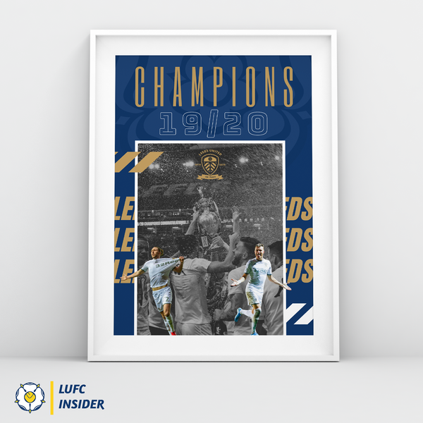 Champions 19/20 LUFC Insider A3 art print Leeds United Champions 2020