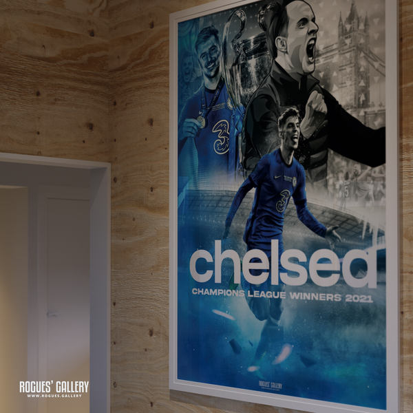 Chelsea 2021 European Champions League Winners - A0, A1, A2 or A3 Concept Poster Print