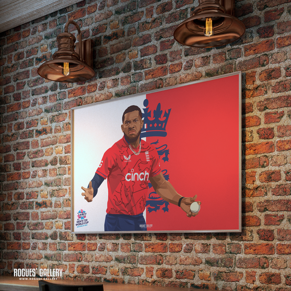 Chris Jordan signed England Cricket T20 World Cup poster 2022 Champions
