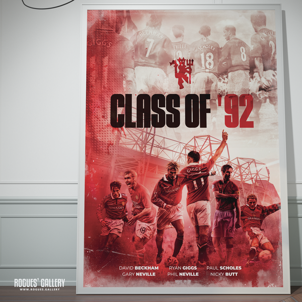Manchester United Class of 92 print poster Beckham Neville Scholes Giggs Butt A0 poster art print