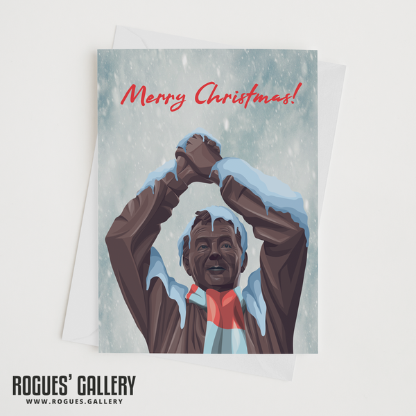 Brian Clough statue Christmas card Nottingham Forest