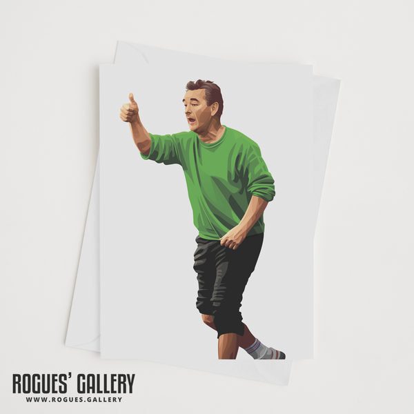Brian Clough thumbs up card Nottingham Forest City Ground manager