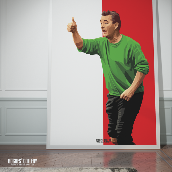Brian Clough Nottingham Forest boss thumbs up print poster rare