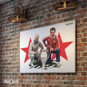 Brian Clough Peter Taylor rare Nottingham Forest signed memorabilia modern art European Cup poster