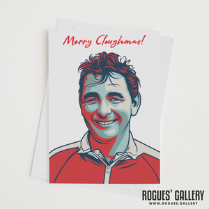 Brian Clough Nottingham Forest Manager Merry Cloughmas Xmas Christmas card 6x9" NFFC