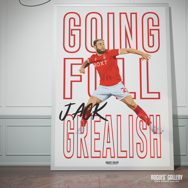 Steve Cook Nottingham Forest Grealish penalty shootout promotion white signed poster