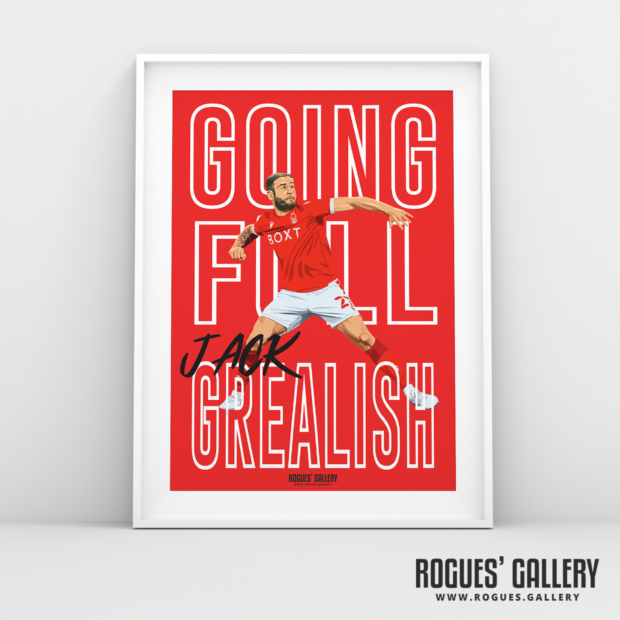 Steve Cook Nottingham Forest Grealish penalty shootout promotion red A3 print